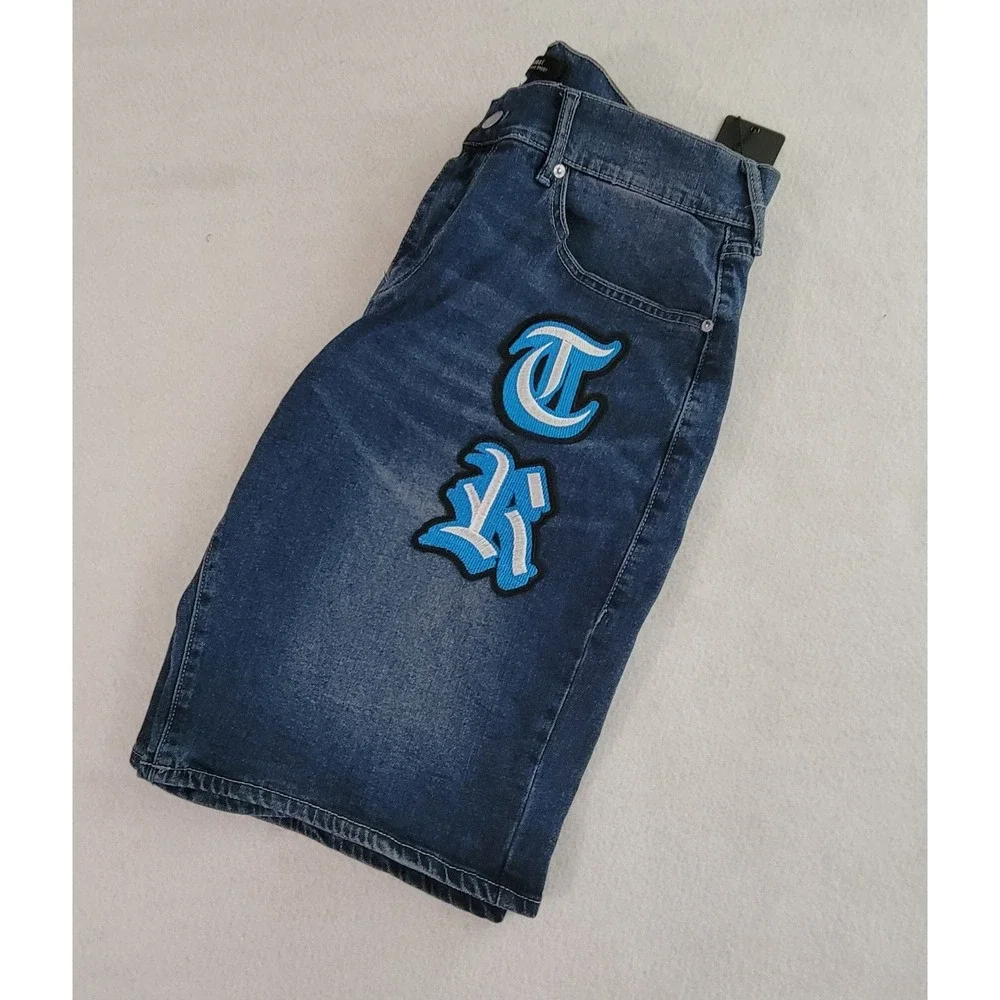 TRUE RELIGION Men's Blue Medium Wash Denim Shorts Relaxed Baggy Size W38 NWT